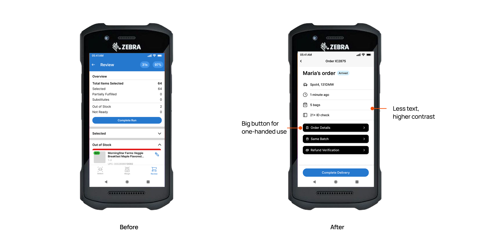 Kroger mobile before/after comparison